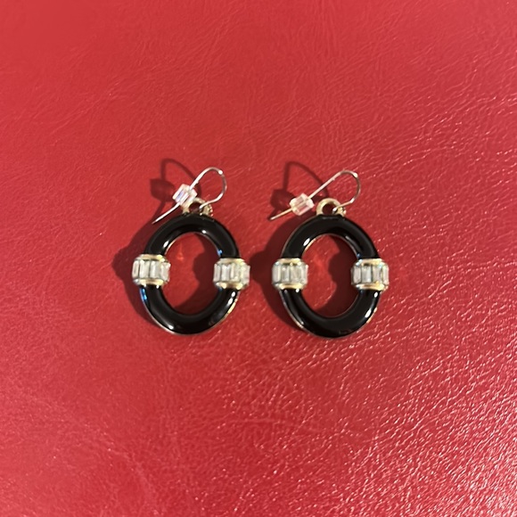 Cache Earrings in Black & Gold w. Diamonds on both sides, Excellent Condition - Picture 3 of 5